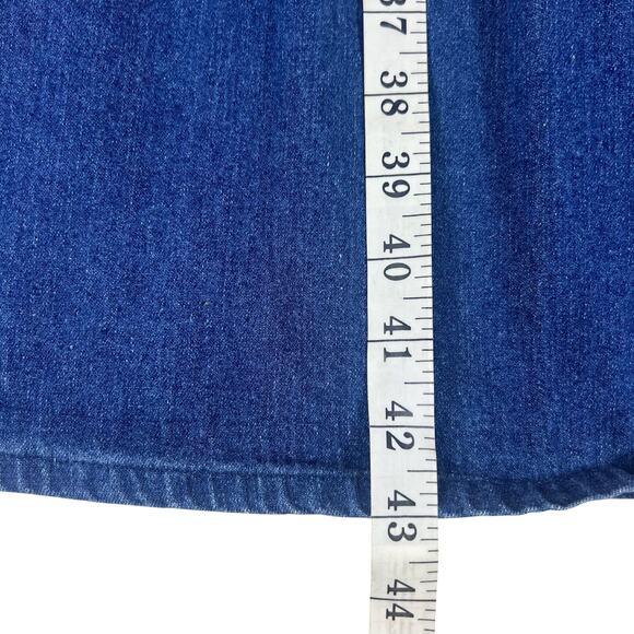 Vintage 80s Denim Prairie Dress Lace Collar M/L Cottagecore Coastal Cowgirl Midi - Picture 12 of 12